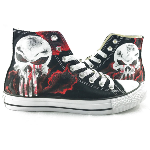 Punisher Hand Painted Canvas Sneaker [0718-15] - $69.00 : Hand Painted ...