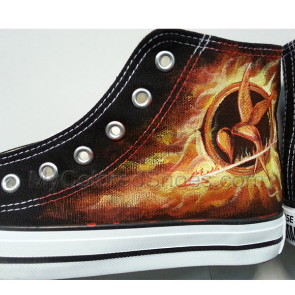 The Hunger Games Shoes Mockingjay Hand Painted Shoes Black Canvas ...